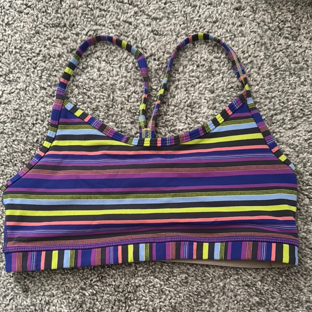 Lululemon Athletica Vibrant Purple Yellow Racerback Sports Bra